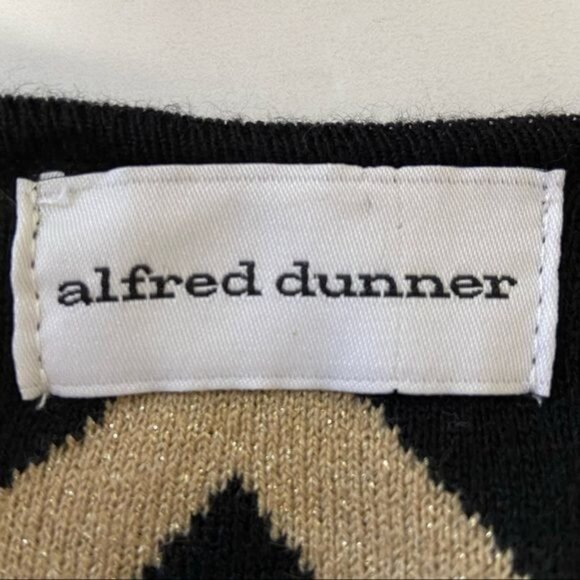 Alfred Dunner Womens Tis the Season Gold Black Cardigan Sweater size Medium - Picture 11 of 12
